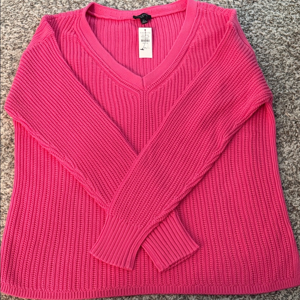 Talbots Bright Pink V-Neck Sweater